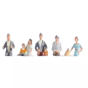 Lot de 6 personnages dont 1 conducteur et 5 passagers Noch 15243 - HO 1:87