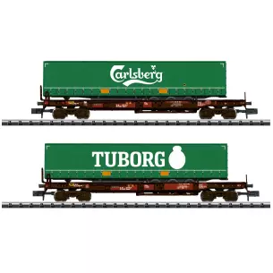 Set 2 wagons porte-conteneurs Trix 18718 - N 1/160 - AAE Cargo AG - EP VI