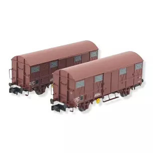 Set 2 wagons couverts  G4 Permaplex ARNOLD HN6516 - SNCF - N 1/160 - EP IV