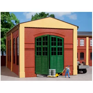 2 murs rouges 2326A avec portail ouvrant vert AUHAGEN 80505 - HO 1/87 - 94x86mm