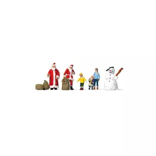 Lot de personnages miniatures représentant des enfants rencontrant le père Noël - Preiser 79226 - N 1/160