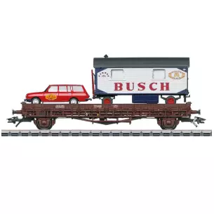 Flat car with circus vehicle "BUSCH" MARKLIN 45041 DB - HO 1/87 - EP IV