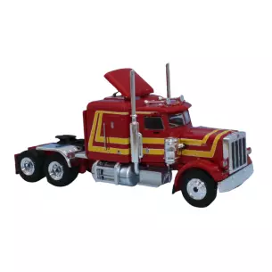 Camion Peterbilt 359 Brekina 85709 - HO 1/87 - livrée rouge / jaune