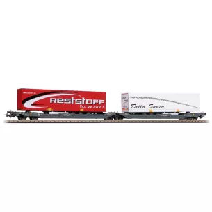 Hupac T3000e semi-trailer with 2 "Schöni Della Santa" trailers