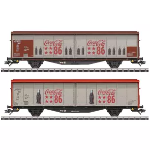 Set of 2 Marklin 48345 Coca Cola Sliding Wall Cars - HO 1/87 - Privat - EP VI