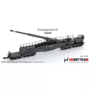 Wagon militaire avec canon d'artillerie K5 Leopold HOBBYTRAIN H23601 - DRG - N 1/160