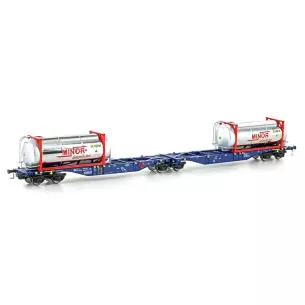 Wagons porte conteneur ERR avec 2 conteneurs citernes