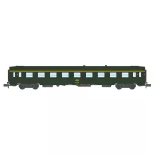 UIC first class car A9 in green livery with yellow framed logo