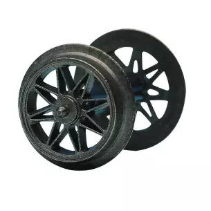 Paire d'essieux pour courant alternatif avec roues à rayons en métal injecté, 11mm de diamètre