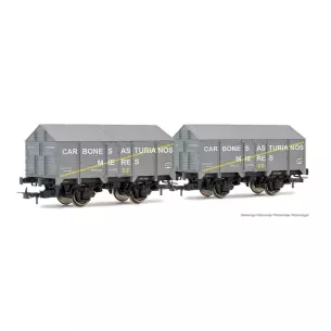Lot of two covered transport wagons "Carbones de Mieres".
