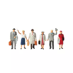 Lot de 6 passagers / voyageurs avec bagages PREISER 10020 - HO 1/87