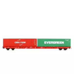 Wagon porte conteneur Sggnss Railcargo - HO 1/87 - Igra 96010046