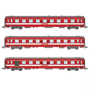 Set 3 Voitures voyageurs UIC REE Modèles NW156 A9 / A7D - N 1/160 - SNCF - EP IV