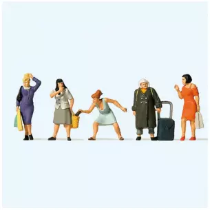 Set of 5 shopping figures Preiser 10665 - HO : 1/87