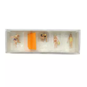 Lot de 6 personnages à la plage avec serviettes Preiser 10671 - HO : 1/87