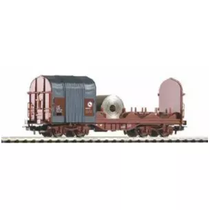 Wagon bâché ouvert Shimmns723 livrée marron et bâche noir