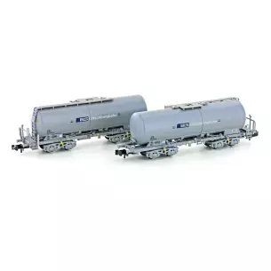 Set of 2 Uacs Hobbytrain silo cars H23489 - N: 1/160 - BLS - EP IV