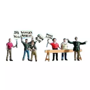 Lot de 6 personnages faisant la grève avec 4 pancartes - NOCH 36045 - N 1/160