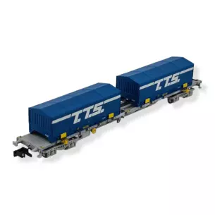 Wagon porte-conteneur NOVATRANS "TTS" bleu Arnold HN6582 SNCF - N 1/160 - EP V