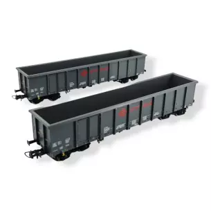Deux wagons de marchandises à 4 essieux de type Eanos de la société Ermewa, ROCO 76001, HO 1/87e