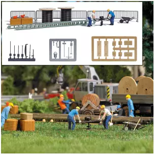 Lot de deux ouvriers avec tarière et accessoires BUSCH 7834 - HO : 1/87