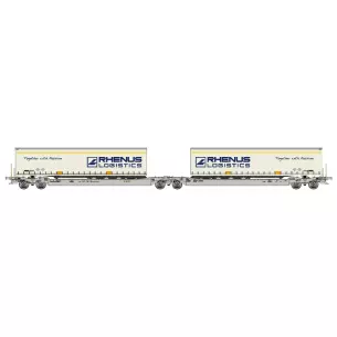 Wagon porte remorque avec remorques Rhenus - HO 1/87 ème - Rocky Rail 90332
