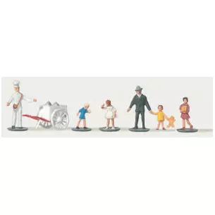 Lot de 6 personnages vendeur de glaces + passants Merten 0272203 - N : 1/160