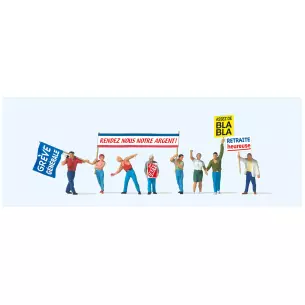 Set of 8 figures demonstrating for the Preiser 10787 retirement - HO : 1/87