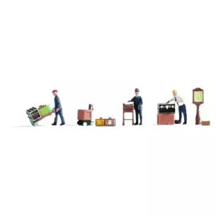 Lot de 3 personnages, porteurs de valise et accessoires NOCH 36286 - N 1/160