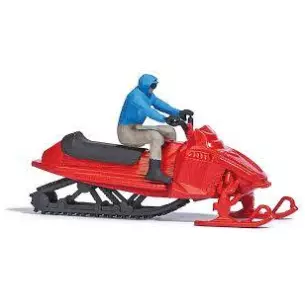 Scooter des neiges / motoneige rouge avec conducteur BUSCH 7818 HO 1/87