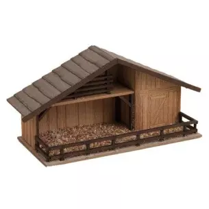 Crèche du marché de Noël & 8 figurines en bois NOCH 14394 HO 1/87 - 75x35x35 mm