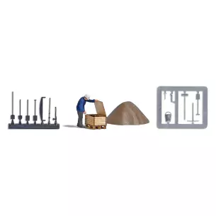 Scénette Travailleur de voie publique & caisse en bois BUSCH 7965 HO 1/87