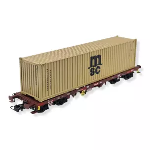 Wagon plat porte-conteneur 40' Sgmms MEDWAY SUDEXPRESS S450127 - HO 1/87 - EP VI