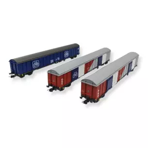 3 wagons couverts - Roco 77022 - HO 1/87 - transport bicyclettes - ÖBB