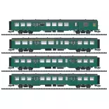 Set 4 Voitures voyageurs Trix 23221 Type M2 - HO 1/87 - SNCB - EP III