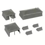 7 Green military tents, various sizes and shapes FALLER 144108 - HO 1/87