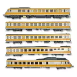 Box 5 elements RTG Rame N°4 delivered grey metalized, yellow buttercup, smooth roof, cartridge in relief, Vénissieux depot