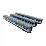 Coffret 3 voitures voyageurs RIB "Transilien" JOUEF S4159 SNCF HO 1/87 EP IV-V