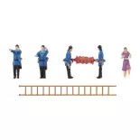 5 Figurines - POMPIERS Époque III - Faller 151639 - HO 1/87