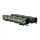 Set 2 Voitures voyageurs DEV AO REE Modèles NW277 - N 1/160 - SNCF - EP IV