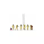 Set 6 pompiers avec respirateur - échelle - borne PREISER 10774 - HO 1/87