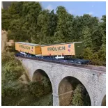 Wagon à double poche articulée de la Wascosa - ROCO RO76431 - HO 1/87