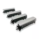 Set 4 Voitures "Spantenwägen" Biho ROCO 74026 - ÖBB HO 1/87 EP III