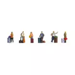 Pack de 6 voyageurs avec valises NOCH 15217 - HO 1/87