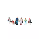 Lot de 6 voyageurs avec bagages PREISER 10784 - HO : 1/87