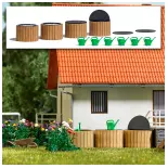 Pack de 4 Barils de pluie avec 6 arrosoirs - Busch 1833 - HO 1/87