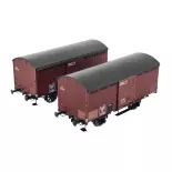 Set 2 Wagons primeurs 10T rouge sideros REE MODELES WB761 - SNCF HO 1/87 - EP II