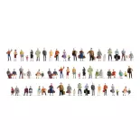 MEGA SET 60 figurines "passants et voyageurs" NOCH 16070 - HO 1/87