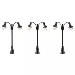 Set 3 réverbères à LED Faller 272126 - N 1/160 - hauteur 60 mm
