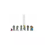 Set 6 pompiers avec respirateur - échelle - borne PREISER 10765 - HO 1/87